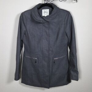 Maralyn & Me Gray Funnel Neck Zipper Pocket Coat Jacket - Women's Medium